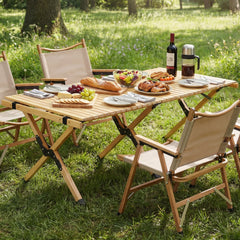 48 Inch Folding Camping Table with Carry Bag for Backyard-Natural
