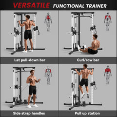 Multifunctional Home Gym Machine with Pull Up Bar, 15-Position Adjustable Strength Training Workout Station