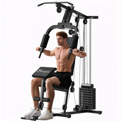 Home Gym Equipment Weight Training Machine, Multifunction Workout Machine with 143lbs Weight Stack for Full Body Workout and Strength Training, Black