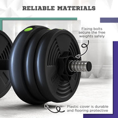 33LBS 2-in-1 Adjustable Barbell & Dumbbells Set, Weights Set with Non-slip Handles for Men and Women Home Gym Training