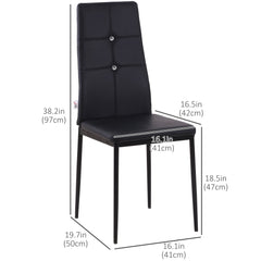 Set of 4 Modern Style Dining Chairs, Button Tufted High Back Side Chairs with Upholstered Seat, Steel Legs for Living Room, Kitchen, Study, Bedroom, Black