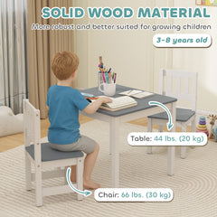 Kids Table and Chairs Set, Toddler Table and 2 Chair Set for Activity, Art, Craft, Reading, Learning, Grey