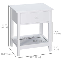 Modern Style Nightstand, Small End Table with Drawer and Storage Shelf for Bedroom, Living Room, Black