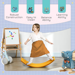 32.3" Balance Board, Wobble Board Kids Curvy Rocker Board, Ended Preschool Learning Montessori Waldorf Toy, Ages for 3-6 Years Old, Blue