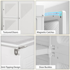 Portable Wardrobe, Foldable Plastic Closet with 8 Compartments, 2 Hanging Rods and Magnetic Clear Doors, Brown