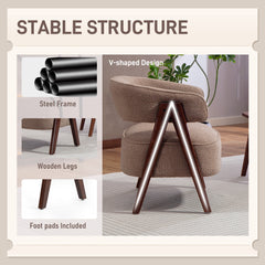 Sherpa Fleece Accent Chair, Upholstered Armchair with Solid Wood Legs and Steel Frame for Living Room, Light Brown