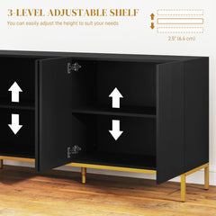 Sideboard Storage Cabinet with Adjustable Shelves, Soft-Close Doors, Kitchen Buffet Cabinet for Dining Room, Black