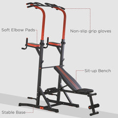 Power Tower Pull Up Bar Station for Home Gym Training Workout Equipment With Sit Up Bench
