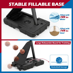 4.9-10 Feet Portable Basketball Hoop 10 Levels Adjustable with Fillable Base and Ball Storage