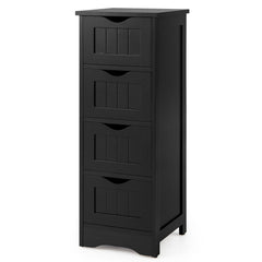 4-Drawer Freestanding Floor Cabinet with Anti-Toppling Device-Black