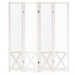 4-Panel Pegboard Room Divider 67 Inches Tall Foldable Privacy Screen