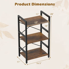 4-Tier Bookshelf with Metal Frame and Wooden Storage Racks for Study-Rustic Brown