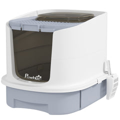 Enclosed Cat Litter Box with Lid, Scoop, Top Entry, Deodorization Bags, Drawer Type Cat Litter Tray, Easy to Clean, Green