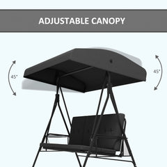 3-Seat Outdoor Porch Swing Patio Swing with Adjustable Canopy, Side Tray, Removable Cushion for Garden, Poolside, Blue