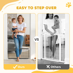 26"-37" Dog Gate, Adjustable Pet Gate, Fits 10" Tall with 2 Extension, Pressure Mount Kit for Stairs and Doorways, Black