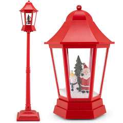 5.3 Feet Musical Christmas Street Lamp with Blowing Snow and LED Lights-Red