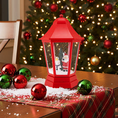 5.3 Feet Musical Christmas Street Lamp with Blowing Snow and LED Lights-Red