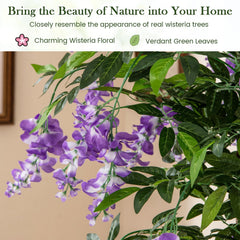 5.5 FT Faux Wisteria Plant in Nursery Pot with Blooming Flowers-Purple