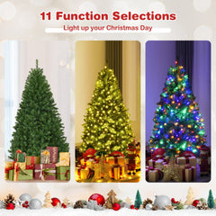 4 FT Pre-Lit Artificial Christmas Tree, Hinged Tabletop Xmas Tree with 11 Light Modes