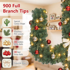 7 FT Pre-Lit Artificial Cactus Christmas Tree with 160 Warm White LED Lights and 60 Ball Ornaments