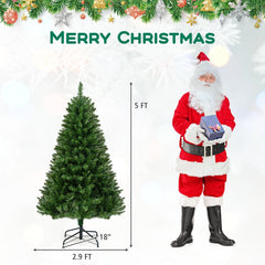 5 FT Pre-Lit Hinged Christmas Tree with 510 Tips, 400 Warm White LEDs, 7 Modes and Memory