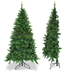5 FT Pre-Lit Half Christmas Tree, Flat Back with 290 Tips, 250 Warm LEDs and 8 Flash Modes