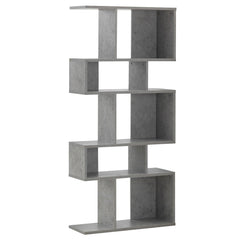 5 Cube Ladder Bookshelf and Corner Display Rack, Grey Concrete Look