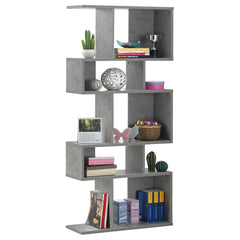 5 Cube Ladder Bookshelf and Corner Display Rack, Grey Concrete Look