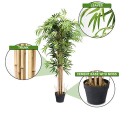 5 Foot Artificial Bamboo Tree, 8 Trunk Silk Bamboo in a 7 Inch Planter