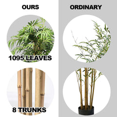 5 Foot Artificial Bamboo Tree, 8 Trunk Silk Bamboo in a 7 Inch Planter