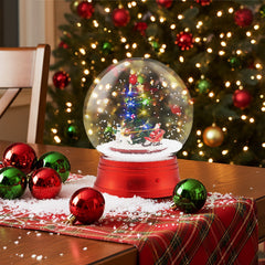5 Ft Musical Christmas Street Lamp with 8 Tunes and Blowing Snow-Red