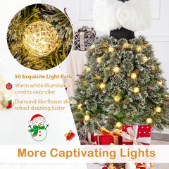 5 FT Pre-Lit Snowy Mannequin Dress Form Christmas Tree with 465 Tips, 36 Pine Cones and 50 Light Balls