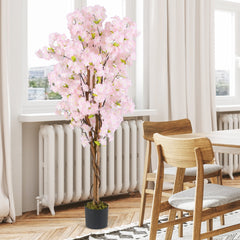 5 FT Tall Artificial Cherry Blossom Tree with Pink Flowers-2 Pack