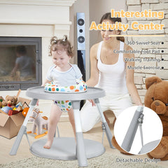 5-in-1 Baby Highchair with Height Adjustable and 2-Tier Tray Storage Busket-Gray