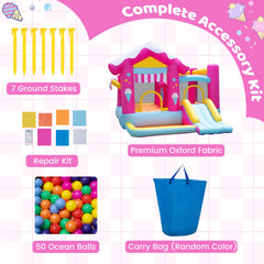 5-in-1 Inflatable Bounce House with Tunnel for Kids Ages 3-12