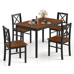 5 Piece Dining Table Set with Rectangular Kitchen Table and 4 Chairs for 4 People-Coffee