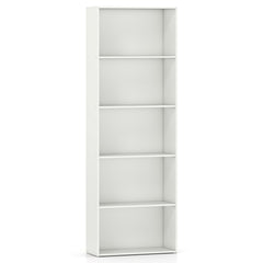 5 Shelf White Bookcase, Tall Open Bookshelf for Books, Files and Display