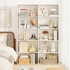 5 Shelf White Bookcase, Tall Open Bookshelf for Books, Files and Display
