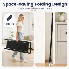 5 Step Black Folding Step Stool with Wide Anti-slip Pedals