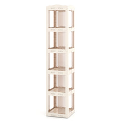 5-Tier Foldable Rotating Bookshelf 360° Spinning Bookcase with Swivel Base-White