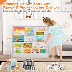 5-Tier Kids Bookshelf with Deep Compartments and Stable Baby Book Case-White