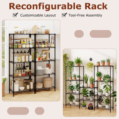 5-Tier Metal Storage Shelving Unit Set of 2 with V-Shaped Wire Rack-Black