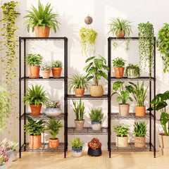 5-Tier Metal Storage Shelving Unit with V-Shaped Wire Rack and 750 LBS Capacity-Black