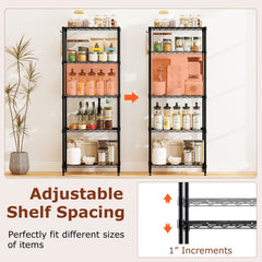 5-Tier Metal Storage Shelving Unit with V-Shaped Wire Rack and 750 LBS Capacity-Black