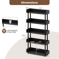 5-Tier Open Bookcase with Industrial Storage Unit-Black