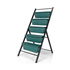 5 Tier Vertical Garden Planter in Green, Freestanding Raised Bed with 5 Containers