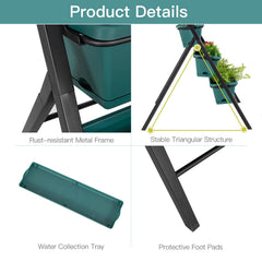 5 Tier Vertical Garden Planter in Green, Freestanding Raised Bed with 5 Containers