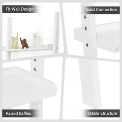 5 Tier White Ladder Shelf, Wall Leaning Display Rack for Plants and Books