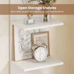 5-Tier Wall Mounted Shelf Unit with Wood Grain-White