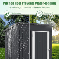 5 x 3 Feet Outdoor Storage Shed with Sloped Roof and Lockable Door-Gray